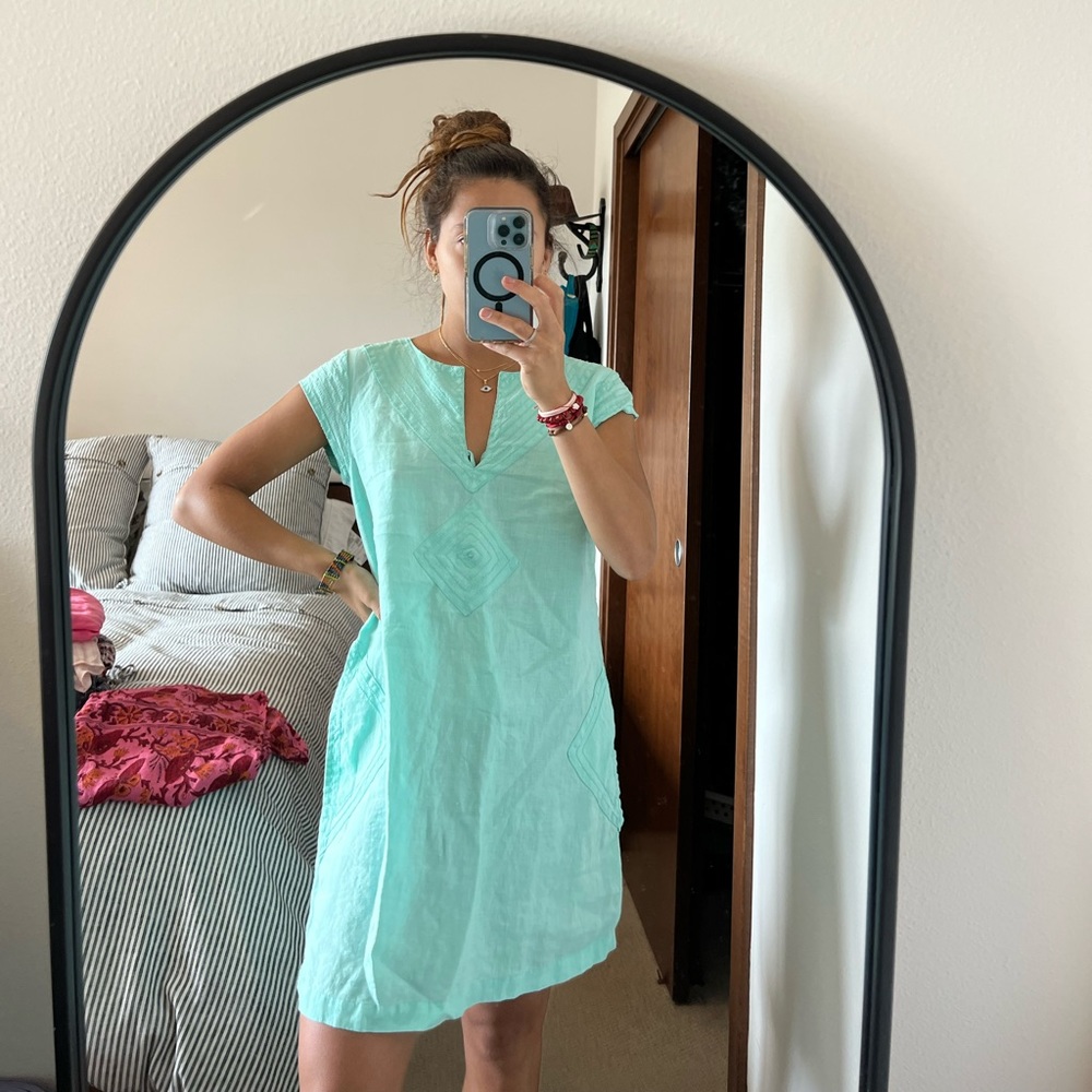 Linen mint green dress